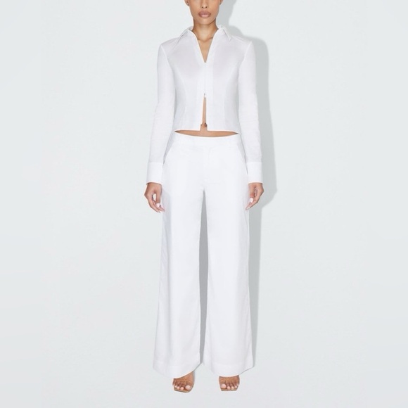 Khy White Poplin Collared Zip Shirt - Picture 5 of 9